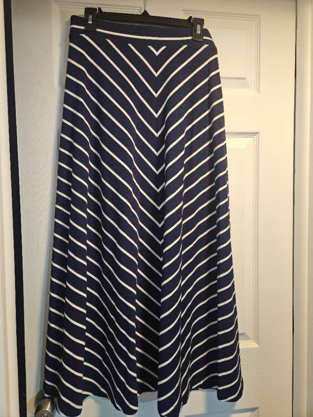 Lands End Blue and White Striped Skirt